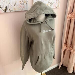 Hollister Sage Green Logo Hoodie XS Pullover Pocket Sweatshirt